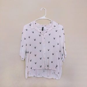 French Terrier H&M Button Up Crop Top